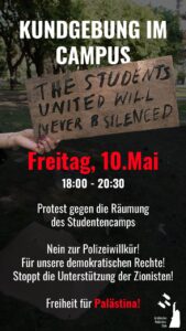 Wien: Protest gegen polizeiliche Räumung des Palästina-Camps