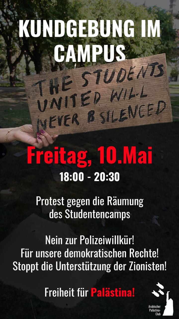 Wien: Protest gegen polizeiliche Räumung des Palästina-Camps