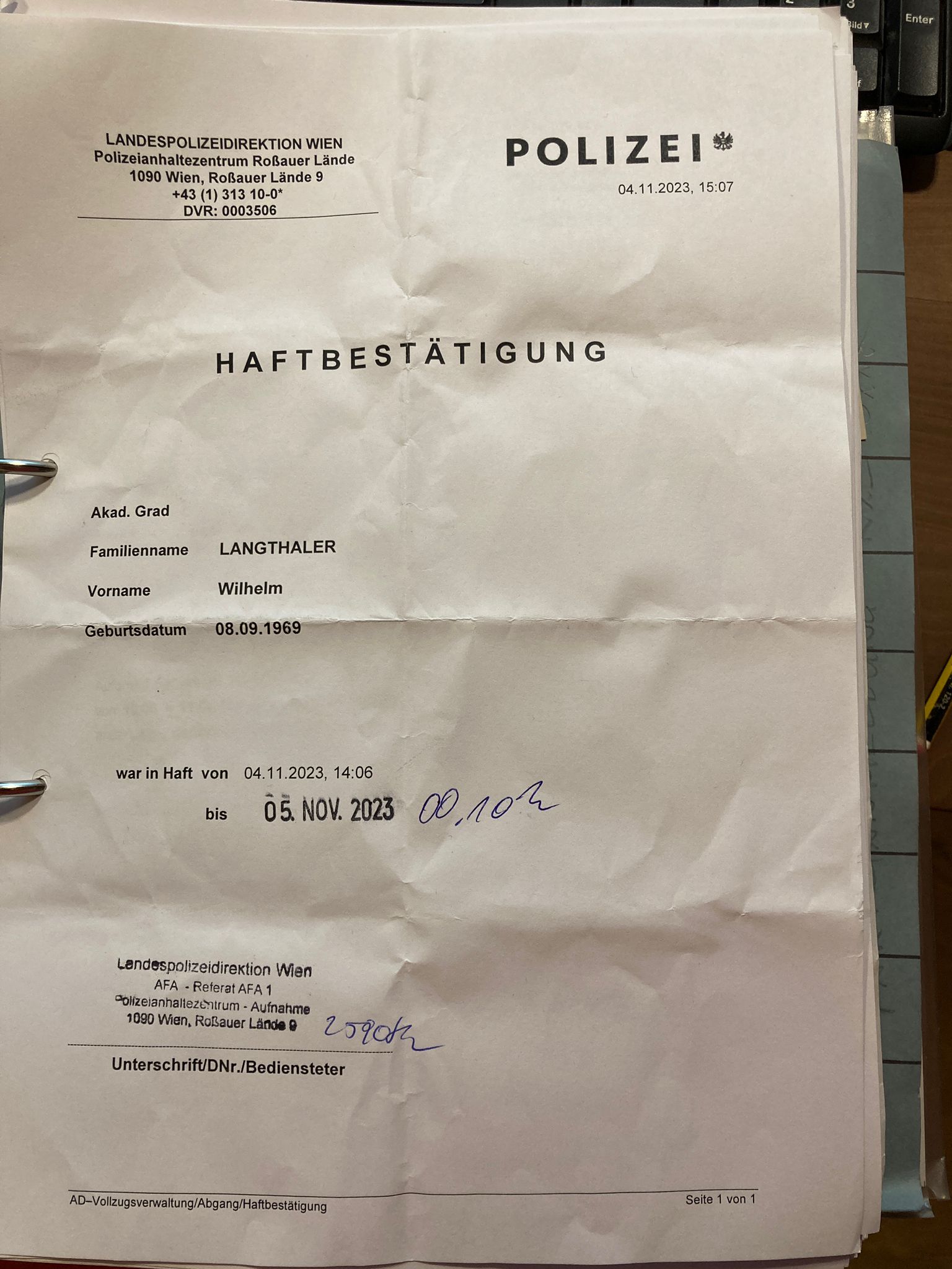 Haftbestätigung