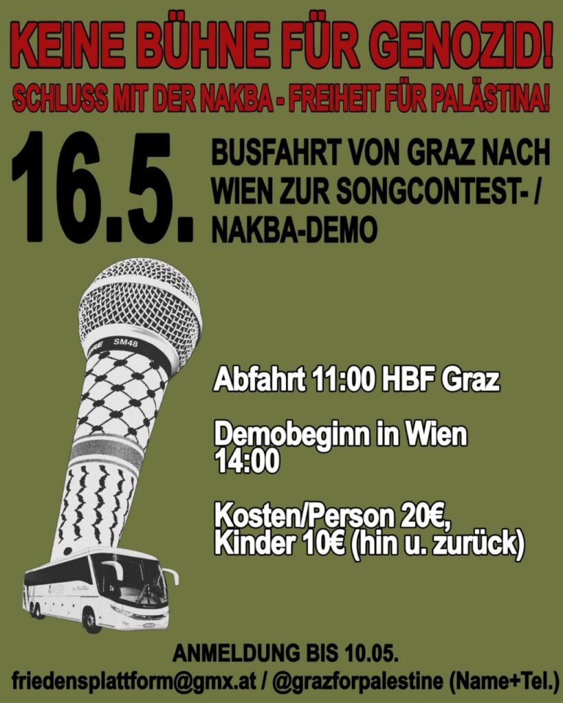 Graz_Keine Bühne für Genozid_Bus von Graz nach Wien Demo 16_05_2026