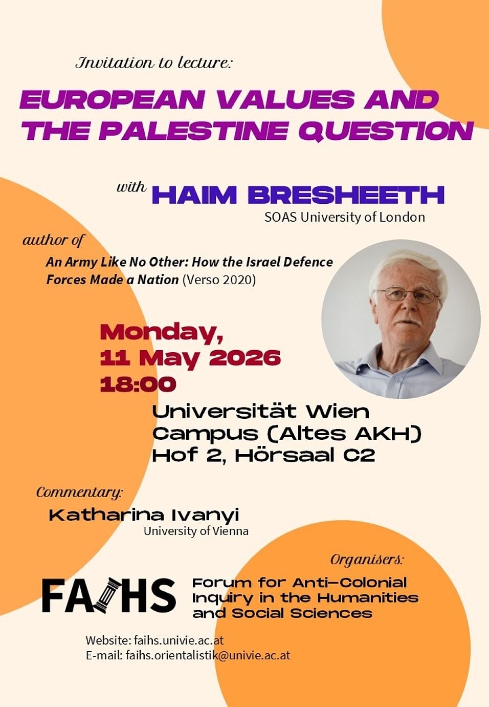 Haim Bresheeth – „Europaen Values and the Palestine Question“ 11. Mai 2026