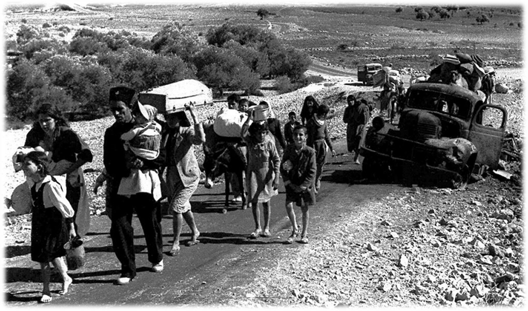 Palästinensische Flüchtlinge während der Nakba, 1948 (Getty Images)