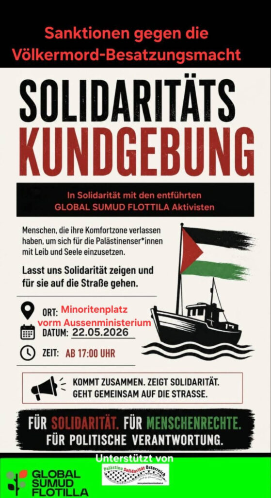 Solidaritätskundgebung mit den entführten GLOBAL SUMUD FLOTILLA AKTIVISTEN 22_05_2026